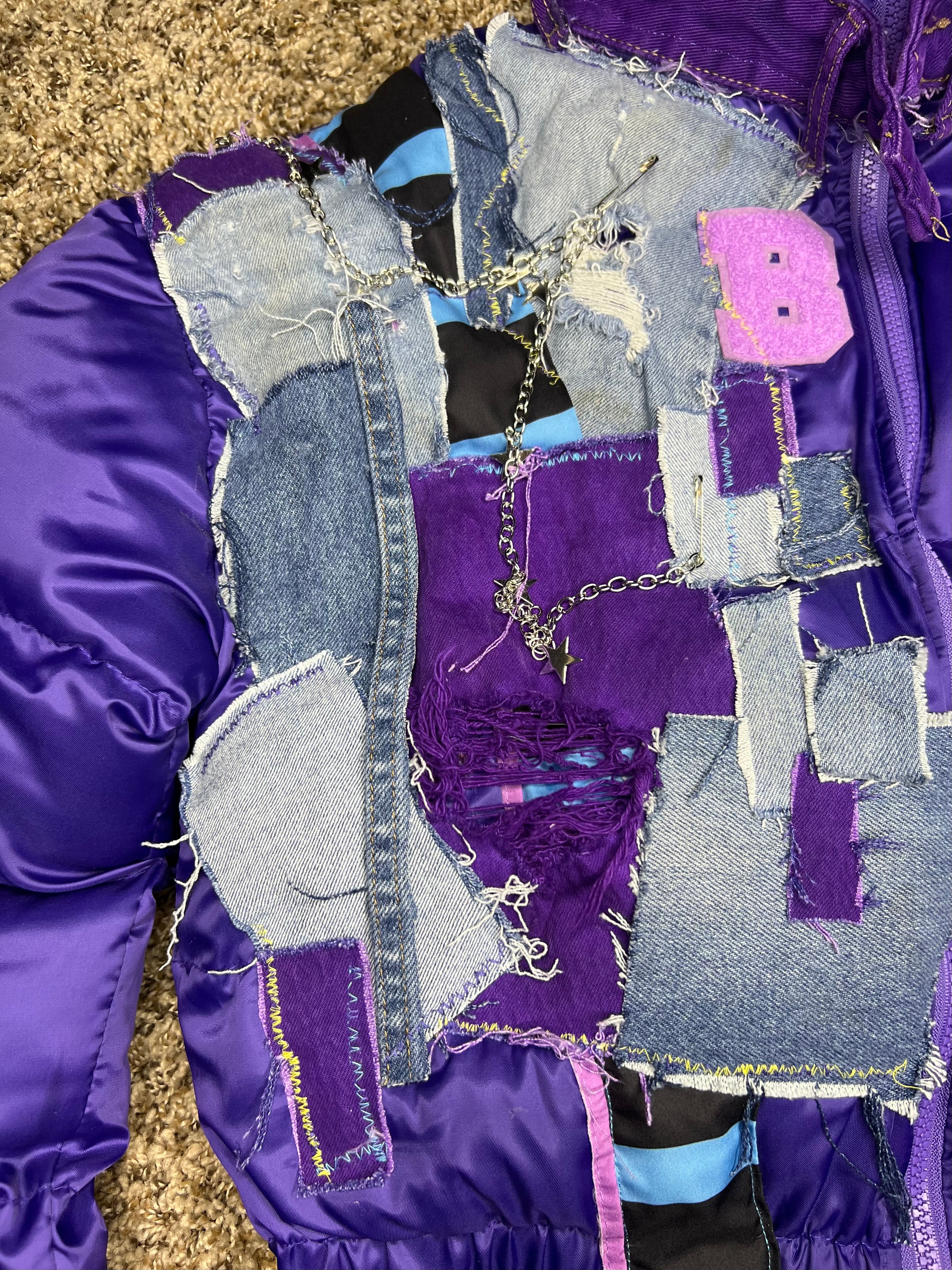 Lord beerus patchwork puffer coat
