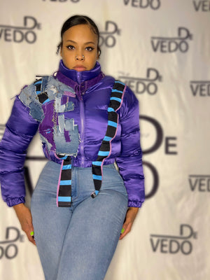 Lord beerus patchwork puffer coat