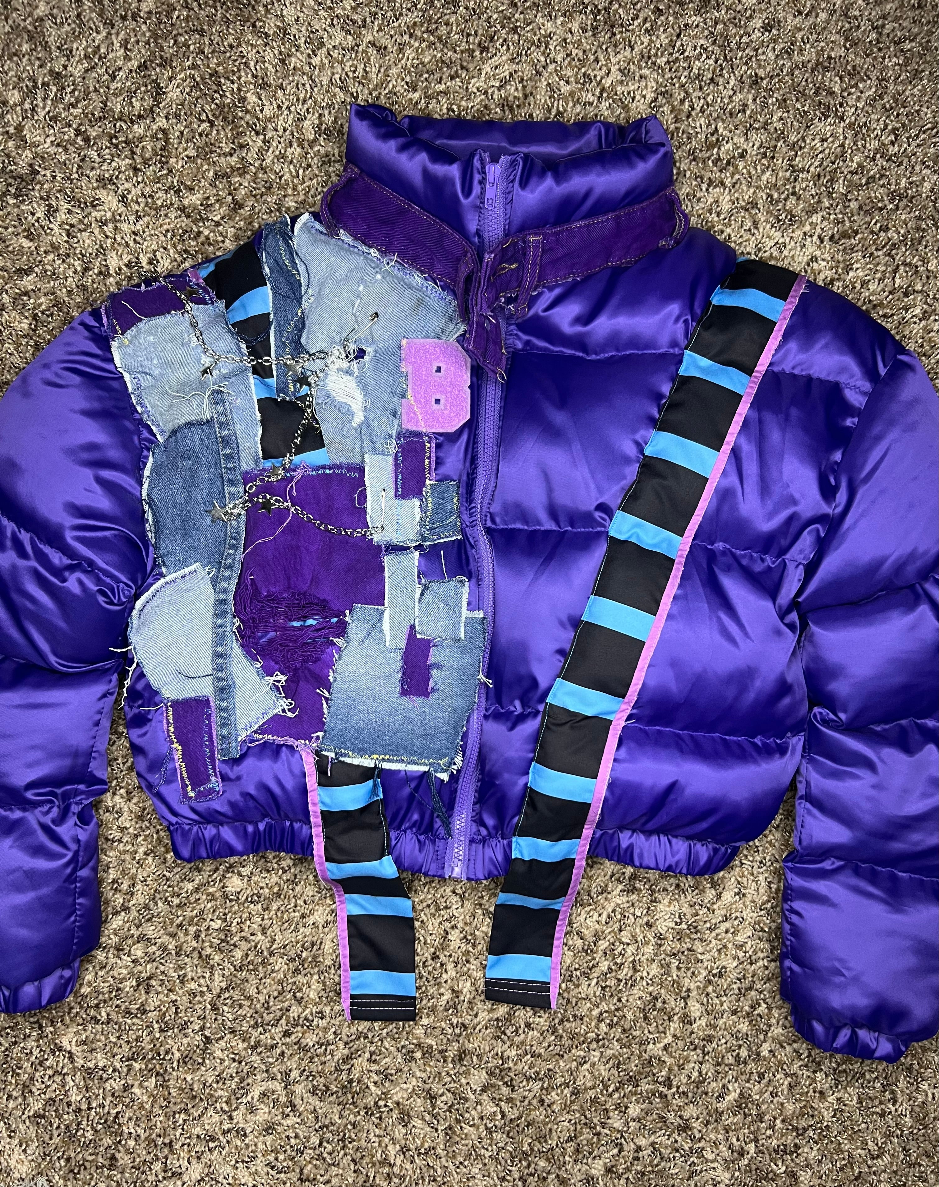 Lord beerus patchwork puffer coat