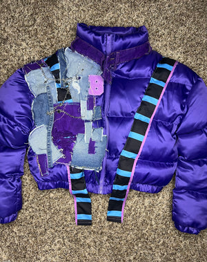 Lord beerus patchwork puffer coat