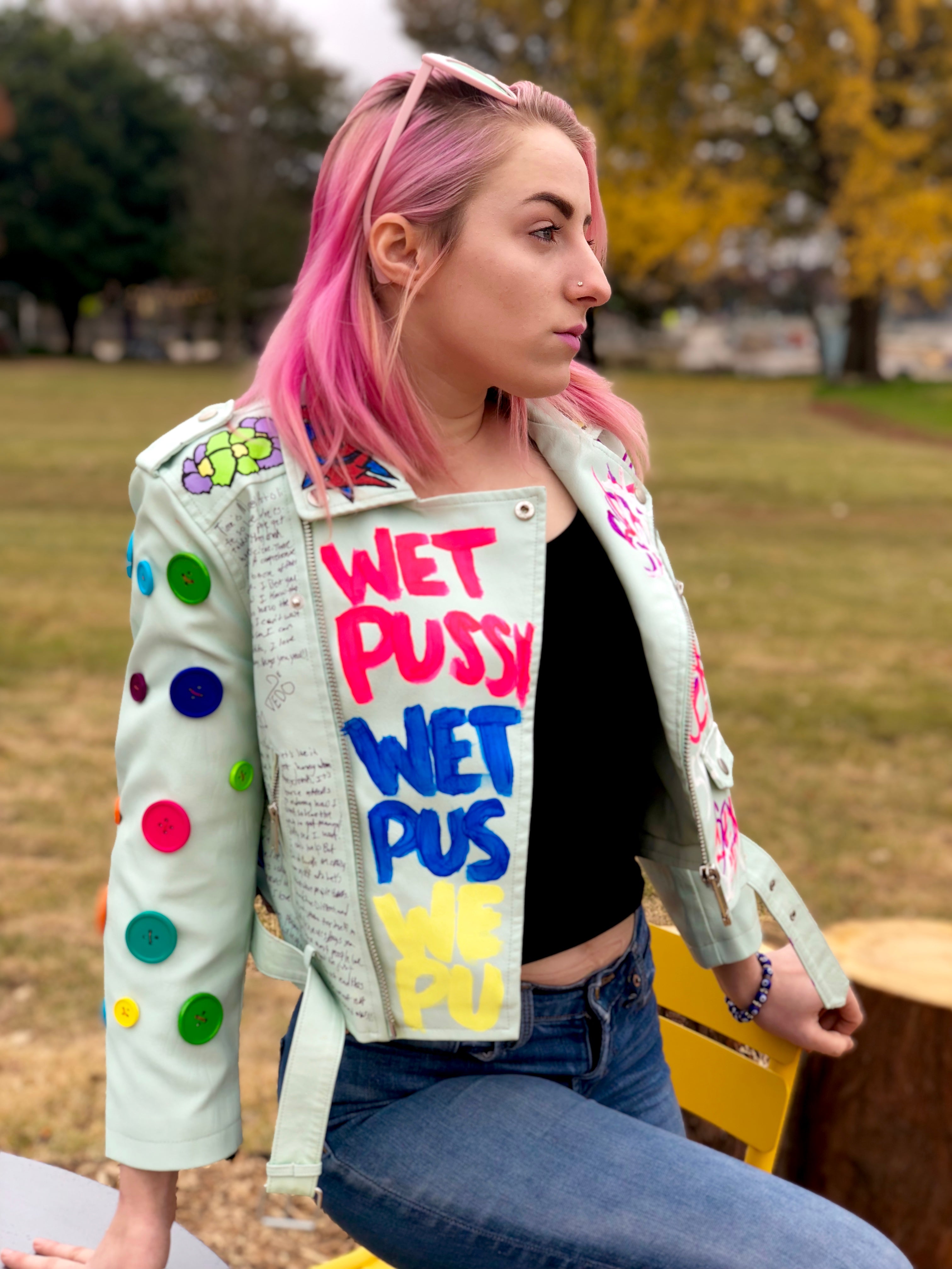 "custom painted" Motorcycle Crop Jacket