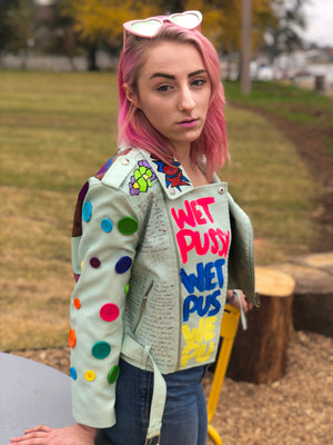 "custom painted" Motorcycle Crop Jacket