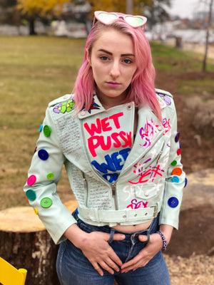 "custom painted" Motorcycle Crop Jacket