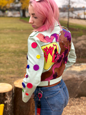 "custom painted" Motorcycle Crop Jacket