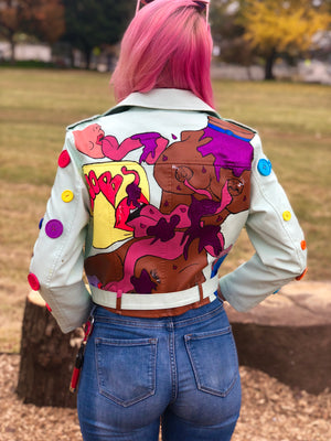 "custom painted" Motorcycle Crop Jacket