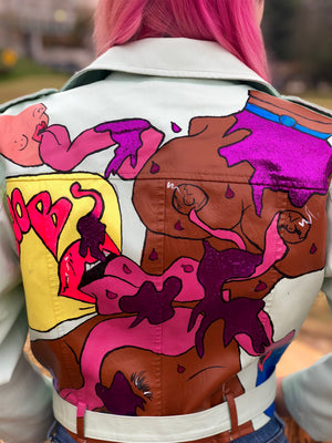 "custom painted" Motorcycle Crop Jacket